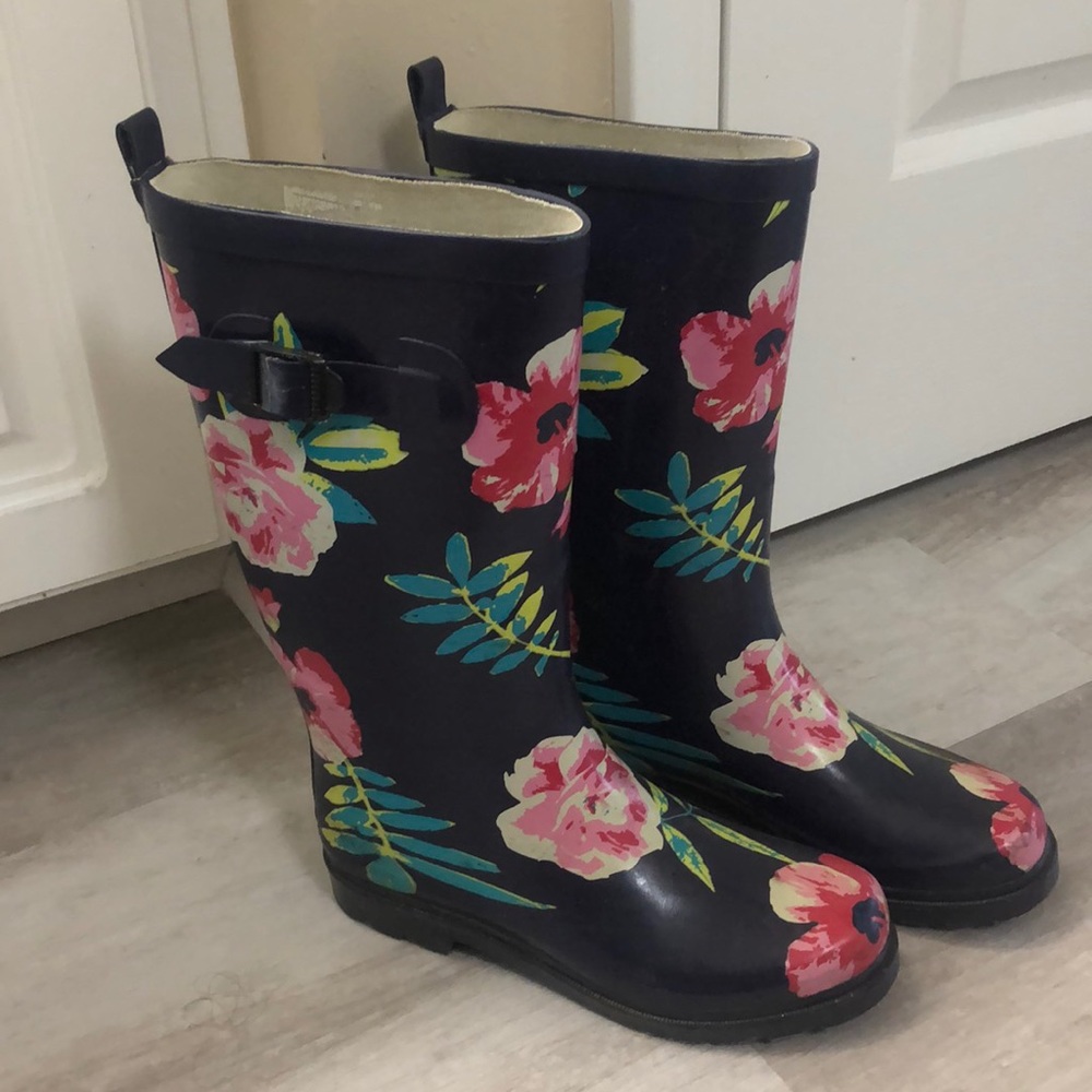 Floral rain boots